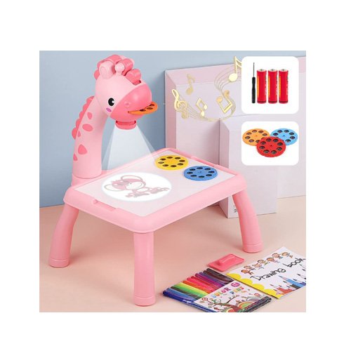 Kids Drawing Projector Table – Educational Art Toy with Giraffe Design, Music & Slides