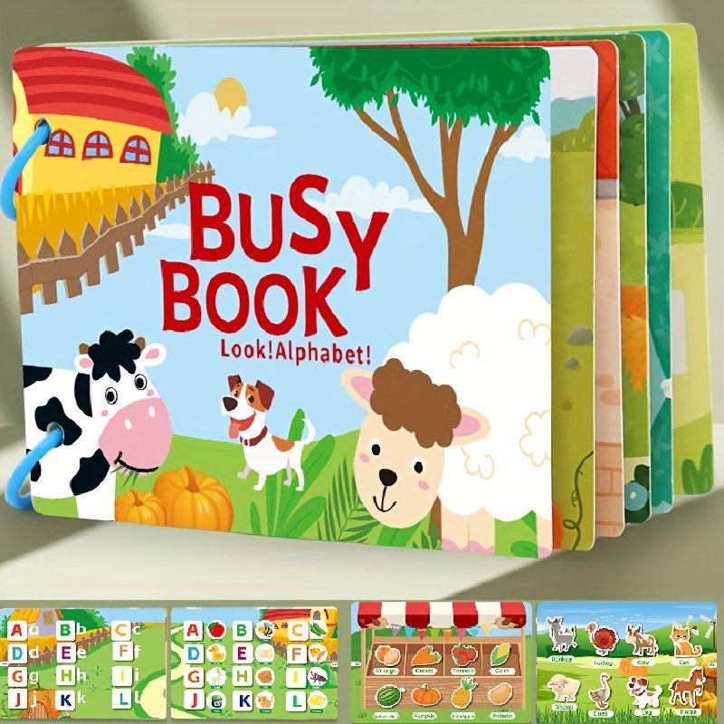 Busy Book for Kids – Montessori Educational Learning Book with Alphabet & Animals